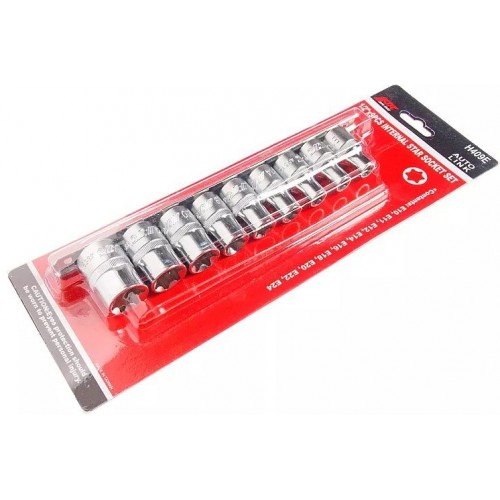 Набор торцевых головок TORX 1/2" E10–E24, 9 предметов. H409E JTC