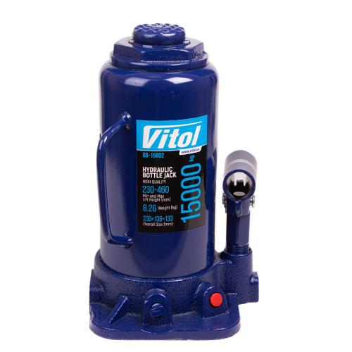 Домкрат гидравлический "Бутылочный" 15 т 230-460мм VITOL (DB-15002/T91504)