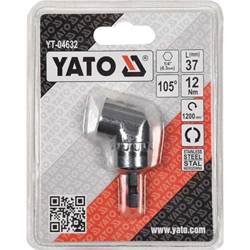 Перехідник кутовий для шуруповерта F=12 Нм HEX - 1/4 YATO YT-04632