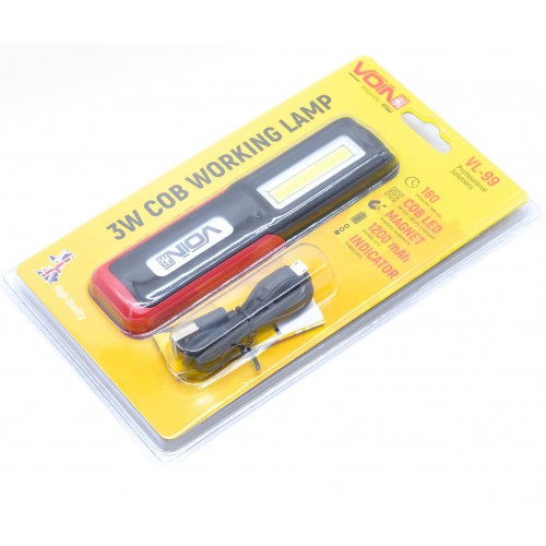 Аккумуляторный фонарь "VOIN" 2 режима 3W-COB+3W XPE/АКБ1200mAh (VL-99)