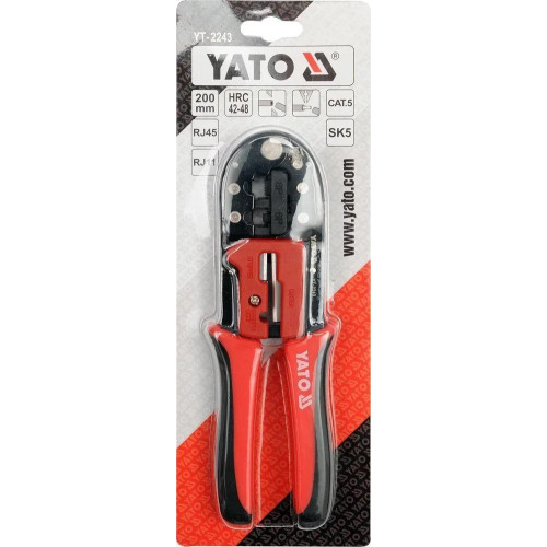 Клещи для обжима телефонных коннекторов RJ11/RJ45,200мм. YATO YT-2243