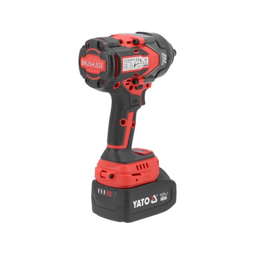 Гайковерт ударный аккумуляторный бесщеточный YATO 1200 Нм,1/2", 18 В Li-Ion 4 АГод, YT-828071