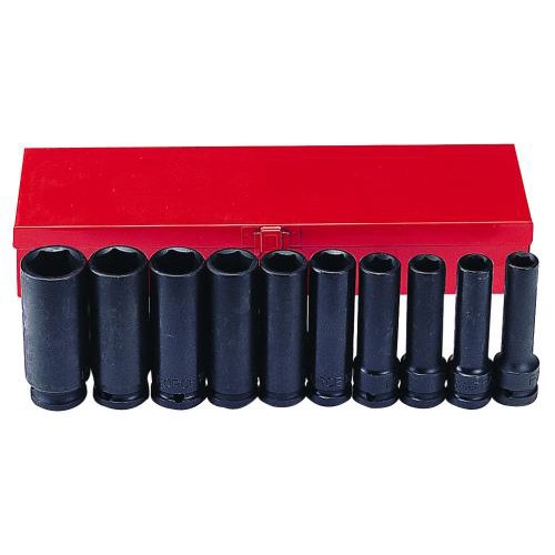 Набір ударних глибоких дюймових 6-гранних головок 1/2",(3/8"–15/16"),10 предметів. FORCE 4107S F