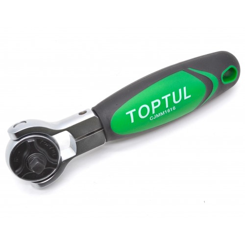 Трещотка 1/4"х1/2" с шарниром (360°) 72 зубца укороченная TOPTUL CJMM1616