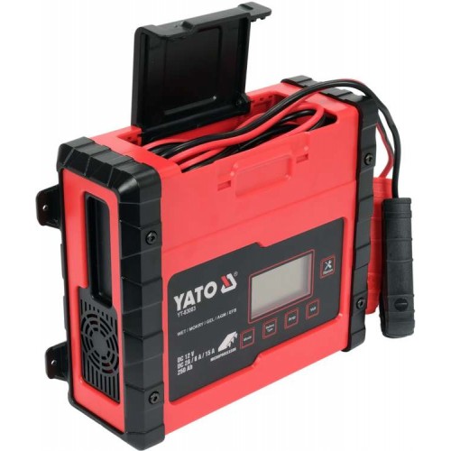 Зарядное кстройство с LCD дисплеем 230В YATO к аккумуляторам 12V-2/8/15А, 240A/год YT-83003
