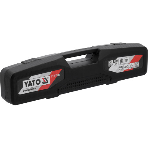 Ключ динамометрический двустороннего действия YATO: квадрат 3/8", F=20-120 Нм, L=425 мм YT-07693