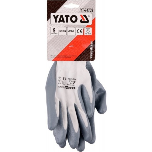 Перчатки рабочие нейлоновые масло бензо стойкие (XL) YATO YT-74739