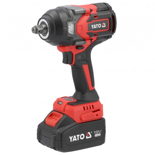 Гайковерт ударный аккумуляторный бесщеточный YATO 1200 Нм,1/2", 18 В Li-Ion 4 АГод, YT-828071