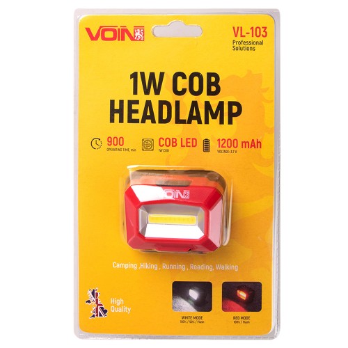 Налобный фонарь аккумуляторный 1200 мАч LED 1W VOIN VL-103