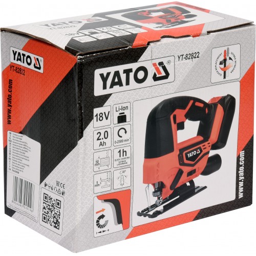 Лобзик аккумуляторный YATO : Li-Ion 18 В, 2 А/Час, с зарядным устройством YT-82822