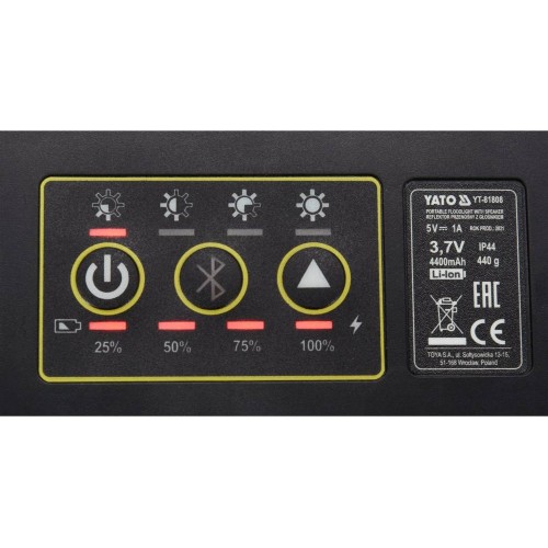 Світильник переносний, світлодіодний- POWERBANK 3,7 В 4400МАЧ Li-Ion з динаміками YATO YT-81808