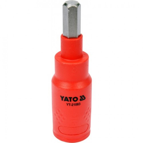 Насадка торцевая диэлектрическая HEX YATO : квадрат 3/8", М= 8 мм, L= 75 мм,VDE корпус до 1000В