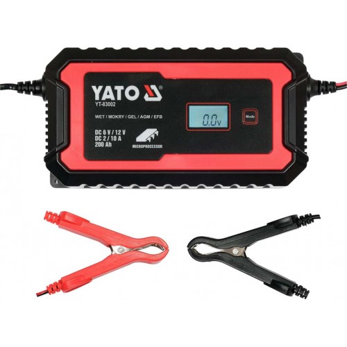 Зарядний прилад мережевий з LCD дисплеєм 230В YATO до акумуляторів 6V-2А 12V-10А, макс. 240A/Год YT-83002