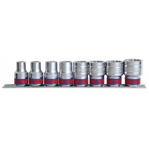 Набір дюймових торцевих головок 1/2" (3/8"–7/8"),6-гранних,8 предметів на планці. KING TONY 4510SR