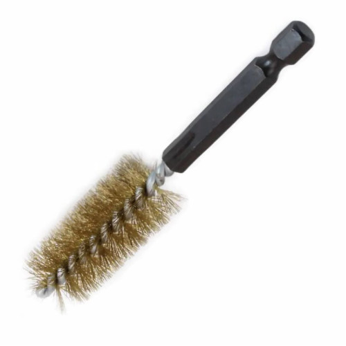 Щетка-ершик 25мм, стальная с латунным покрытием (под дрель). SATRA S-SWB25