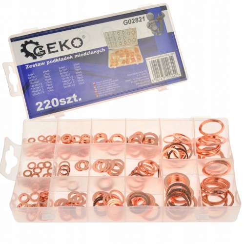 Набор медных колец 220 штук GEKO G02821