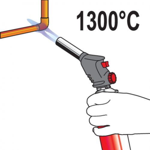 Горелка газовая YATO : цанговое соединение. PIEZO. 360°. до 2 кВт. t= 1300 ºC (EN417) [YT-36712]