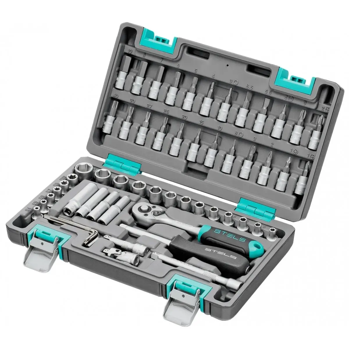 Набор инструментов, 1/4, CrV, пластиковый кейс, 57 предметов