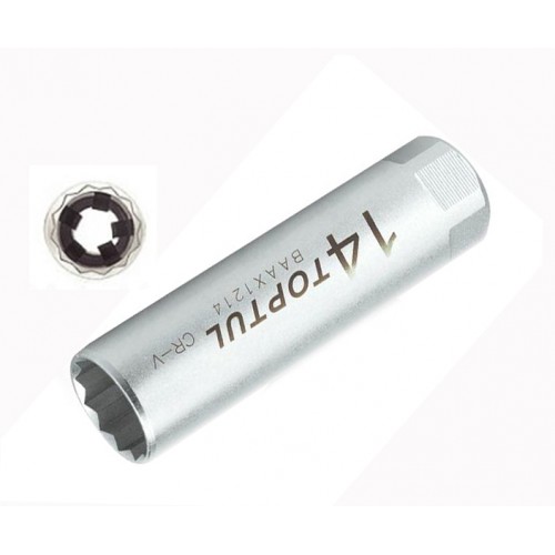 Свечная головка 14мм 3/8" 12 гр. с пружинным фиксатором TOPTUL BAAX1214