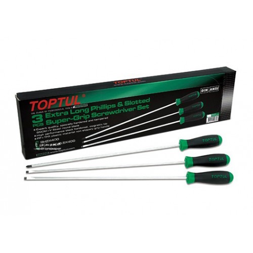 Набір викруток довгих 3од. (PH1x250, PH2x250, SL5, 5x400) TOPTUL GAAE0305