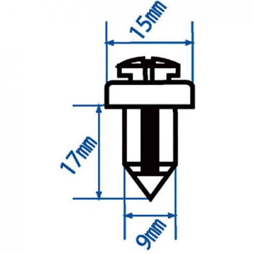 Автомобильная пластиковая клипса D - 9мм (бампер) ( уп 25 шт.) RDS30 JTC