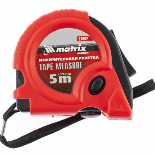 Рулетка Rubber, 5 м х 19 мм, гумовий корпус. MATRIX
