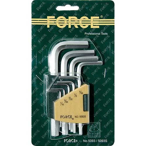 Набір кутових ключів шестигранних (HEX) дюймових 1/16-3/8 9од, FORCE 5093S F