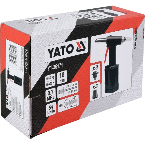 Пневмозаклепочник 2,4-5мм YATO YT-36171