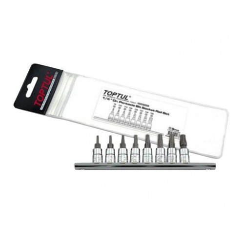 Набор бит пятигранных 1/4" TORX T8-T40 с отверстием 8ед. TOPTUL GAAG0805