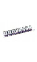 Набор головок 1/2" 8 ед. 12-ти гранн.  10-22мм на планке  (блистер) KING TONY 4010MR