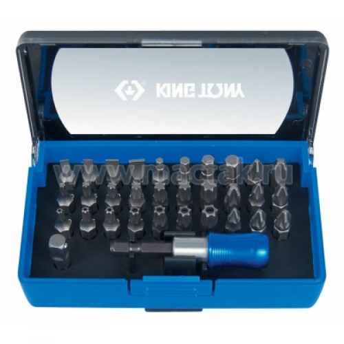 Набор вставок (бит) 1/4", TORX, HEX, PZ, PH, SLOT, 32 предмета KING TONY 1032CQ