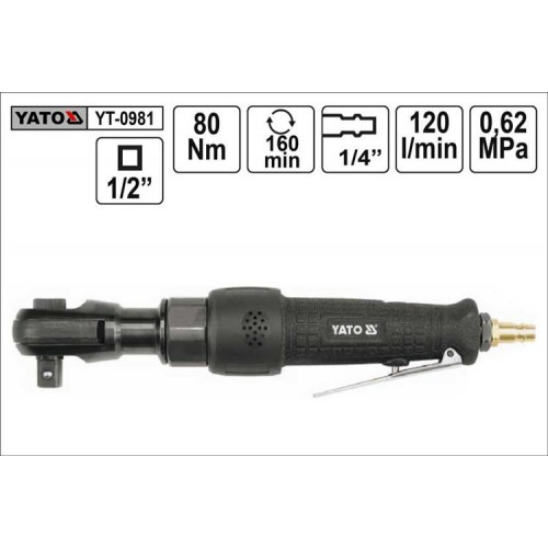 Пневмотрещетка 80Nm 1/2" YATO YT-0981