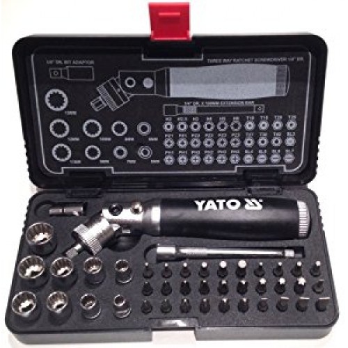 Викрутка з тріскачкою + вставки + біти 42 предмети YATO YT-2806