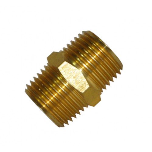 Фитинг латунный (внешняя резьба - внешняя резьба) 1/4" (m) х 1/4" (m)