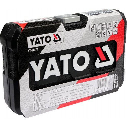 Набір головок квадрат: 1/4", 38пр. YATO YT-14471