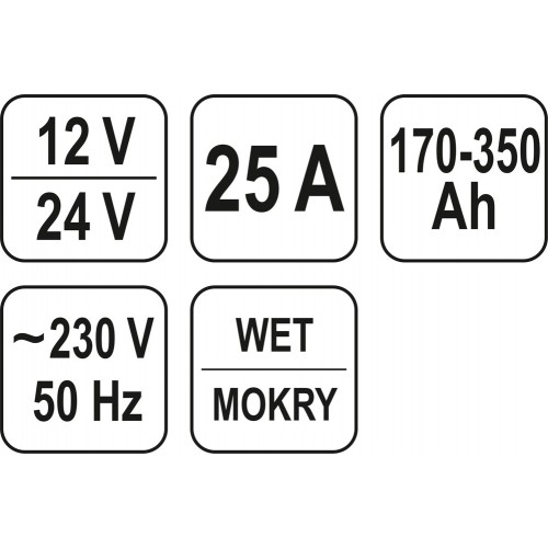 Зарядное устройство 12/24v 25а 350Ah YATO YT-8305