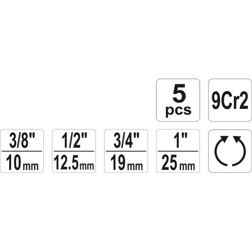 Клуппы трубные 4 штуки, 3/8", 1-2", 3/4", 1". YATO YT-29001