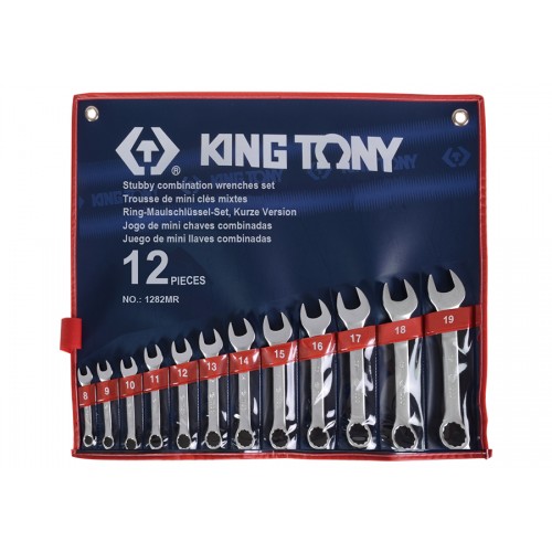 Набор укороченных комбинированных ключей 8-19мм, 12 предметов. KING TONY 1282MR
