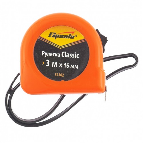 Рулетка Classic, 3 м x 16 мм, пластиковий корпус. SPARTA
