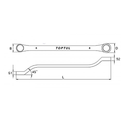 Ключ накидной  (угол 45°)  18х19мм TOPTUL AAEH1819