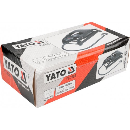Насос ножной двойной с манометром, максимальное давление: 7 бар YATO YT-7350