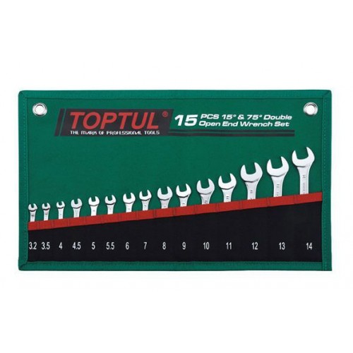 Набор рожковых ключей 15 шт. 3,2-14мм 15°х75° TOPTUL GRAJ1501