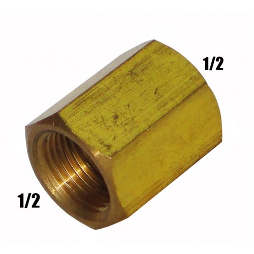 Фитинг латунный (внутренняя резьба - внутренняя резьба) 1/2" (f) х 1/2" (f)