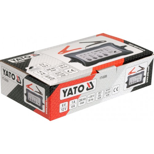 Зарядное устройство для АКБ Wet / Gel / AGM/ SLA 6/12V 1-4А 200Ah YATO YT-8300