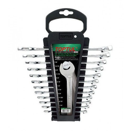 Набор ключей комбинированных на холдере 12 шт. дюймовый 1/4"-7/8" TOPTUL GBAC1201