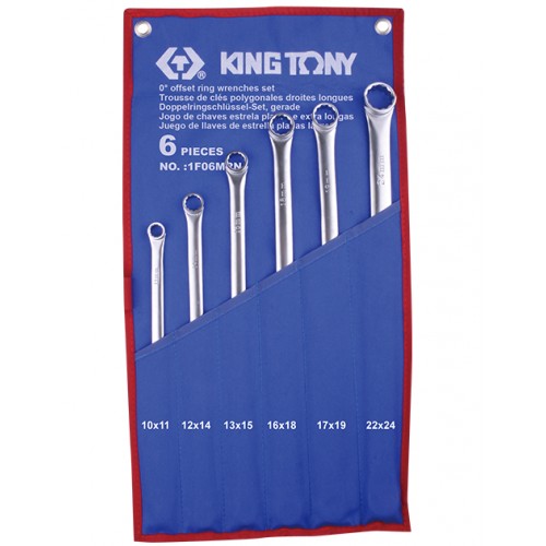 Набор ключей накидных 6ед супердлинных прямых 10-24мм KING TONY 1F06MRN