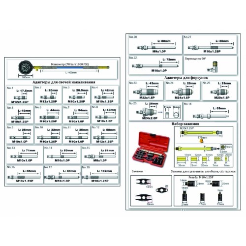 Компресометр для дизельных двигателей 37 единиц 4302 JTC