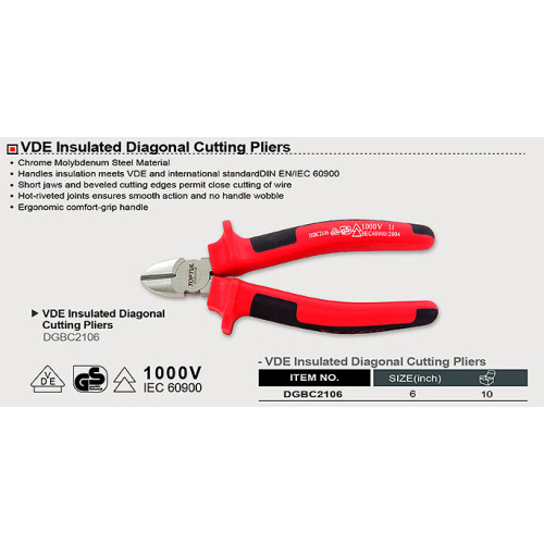 Бокорезы 6" ,150мм., 1000V (chrome molybdenum) TOPTUL DGBC2106