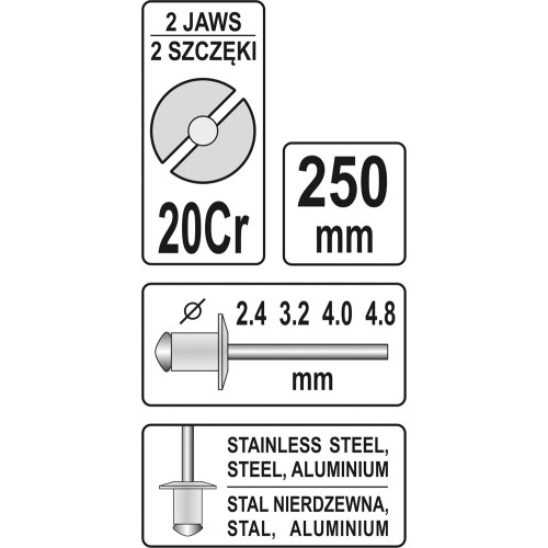 Заклепочник 2,4-4,8 мм YATO YT-36007