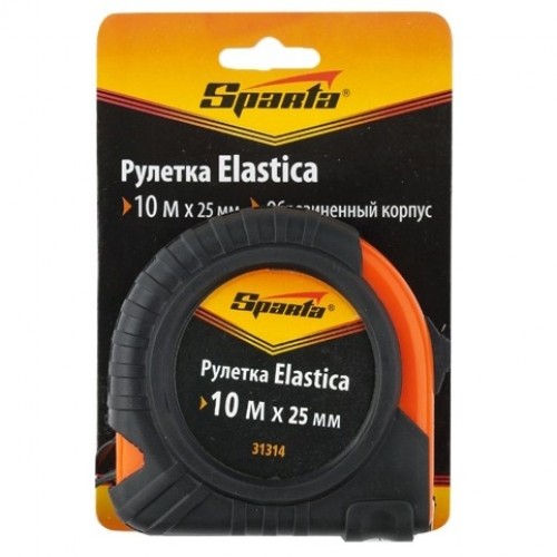 Рулетка Elastica, 10 м х 25 мм, обрезиненный корпус. SPARTA
